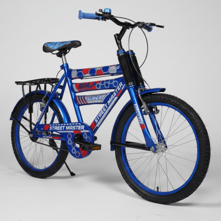 Street Master Super Blue Kids Bicycle with Carrier and Suspension