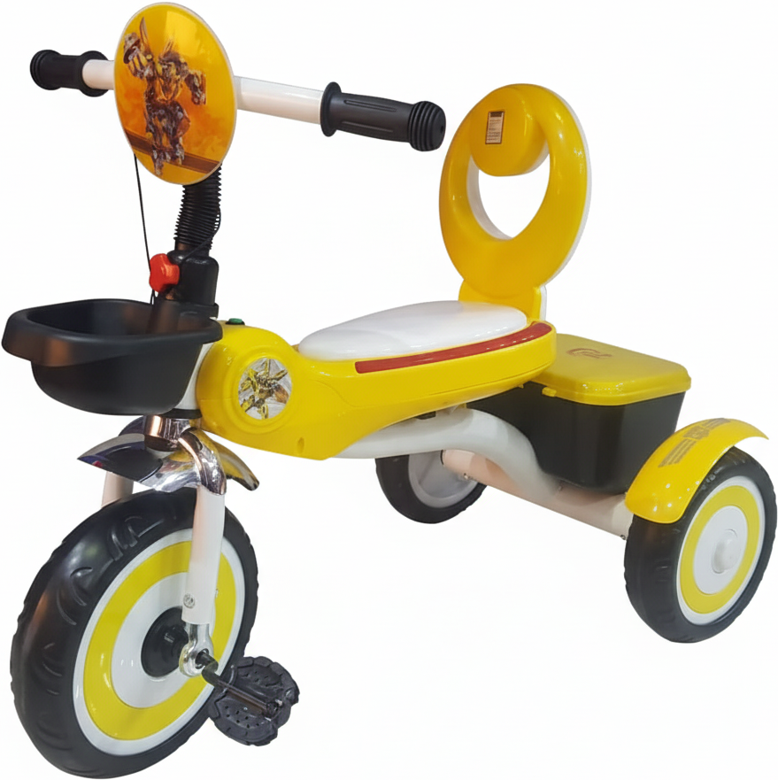 Imported Yellow Musical Kids Tricycle | Comfortable Seat & Storage Basket | Premium Quality Ride-On Toy for Toddlers